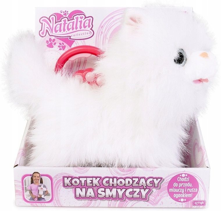 Artyk, kot chodzący na smyczy, zabawka interaktywna