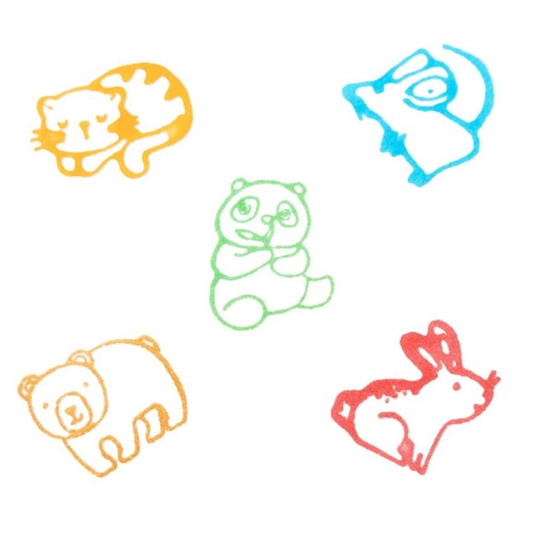 Askato, drewniana pieczątka z tuszem, zwierzęta, 1 szt.