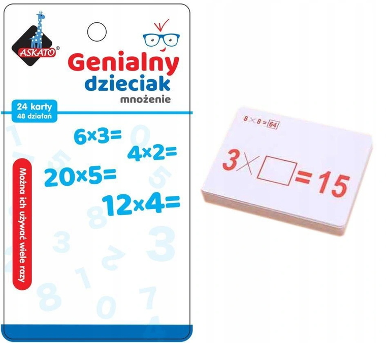 Askato, Genialny dzieciak, fiszki matematyczne, mnożenie, zabawka edukacyjna