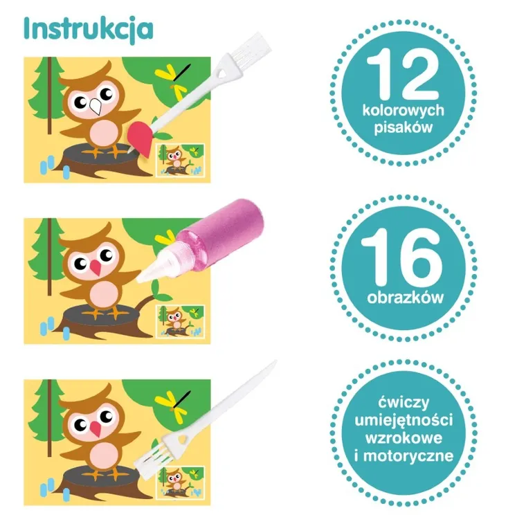 Askato, Genialny dzieciak, piaskowa malowanka, zestaw kreatywny, zwierzątka