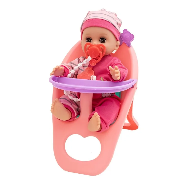 Askato, lalka z krzesełkiem do karmienia, różowe ubranko
