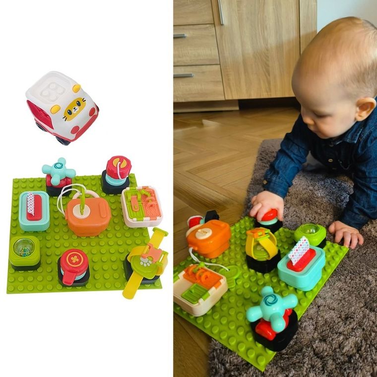 Askato, mini club Montessori, zestaw z pojazdem