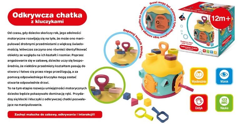 Askato, odkrywcza chatka z kluczykami, sorter