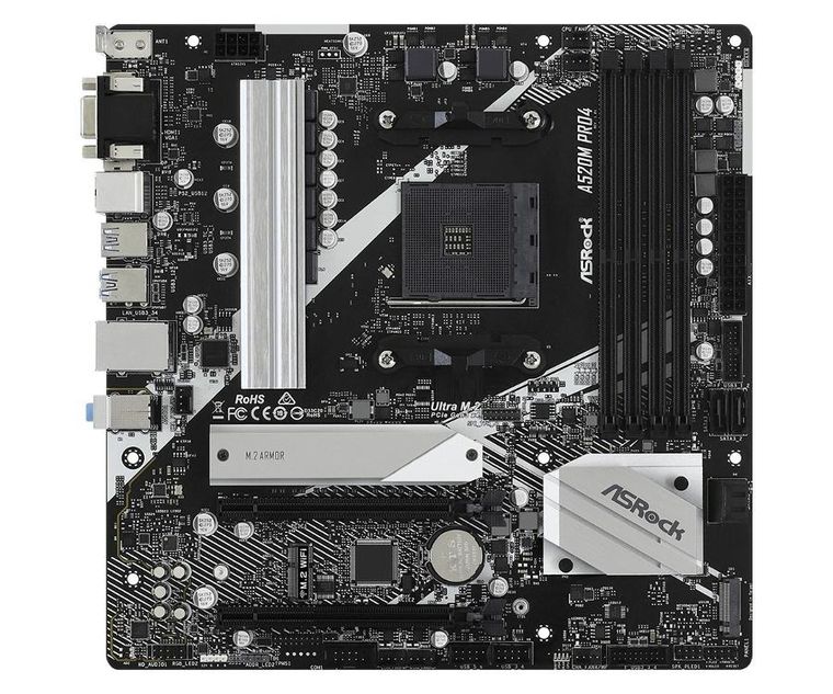Asrock, płyta główna, A520M Pro4 AM4 4DDR4 HDMI/DP/VGA M.2 mATX
