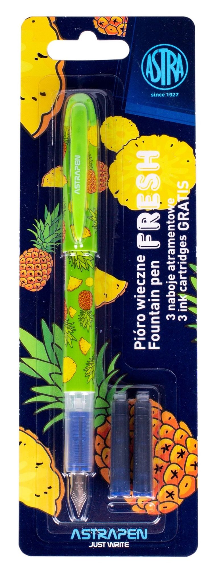 Astra, Astrapen, pióro młodzieżowe + 3 naboje, Fresh, 1 szt.