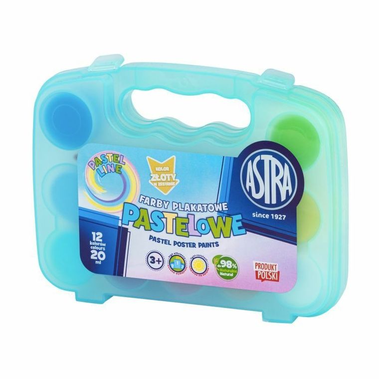 Astra, farby plakatowe, pastelowe, 12 kolorów, 1 szt.