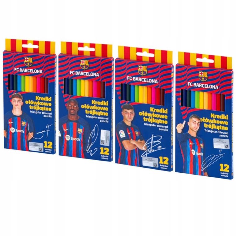 Astra, FC Barcelona, kredki ołówkowe, trójkątne, 12 kolorów