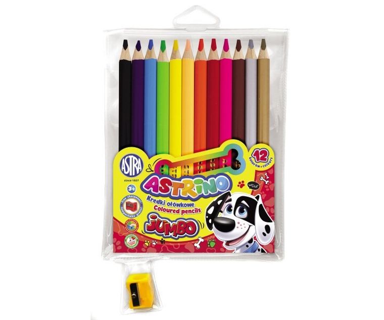 Astra, kredki ołówkowe, okrągłe, 12 kolorów + temperówka
