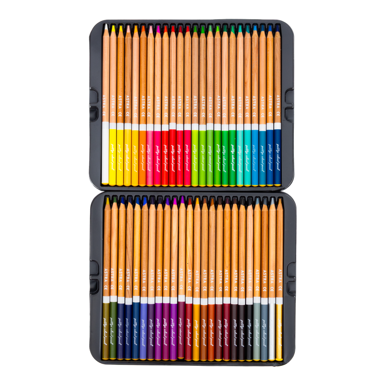 Astra, kredki z drewna cedrowego w metalowym pudełku, 48 kolorów