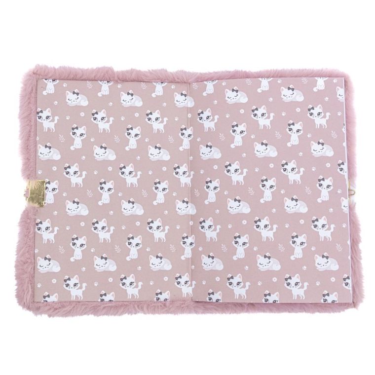 Astrabag, pamiętnik A5 z kłódką, 96 kartek, Fluffy Kitty Pink