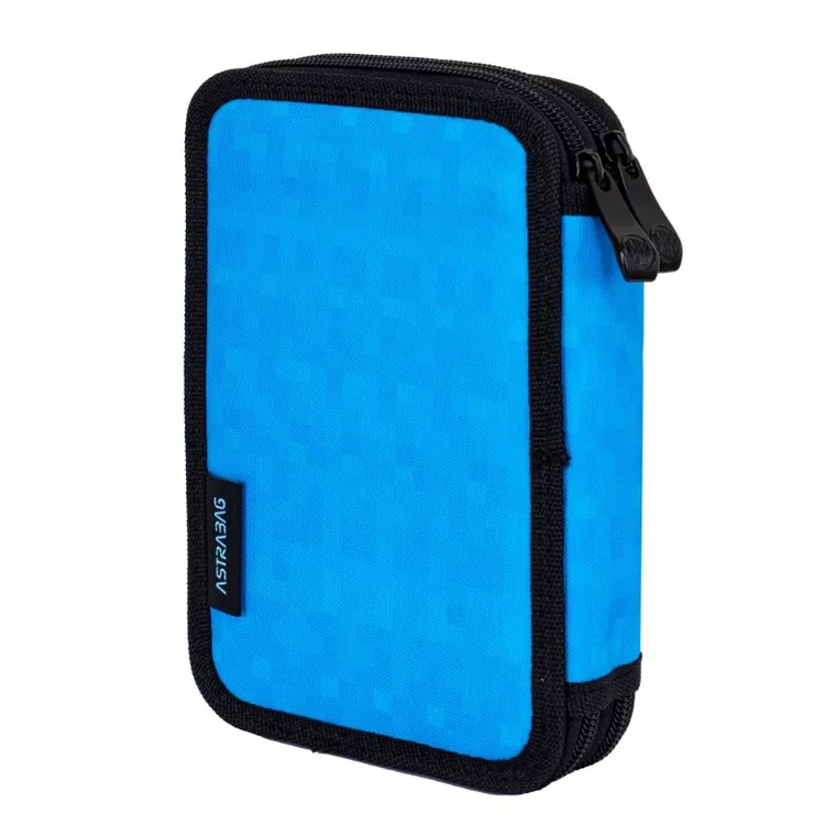 Astrabag, piórnik rozkładany, podwójny, z wyposażeniem, Blue Pixel