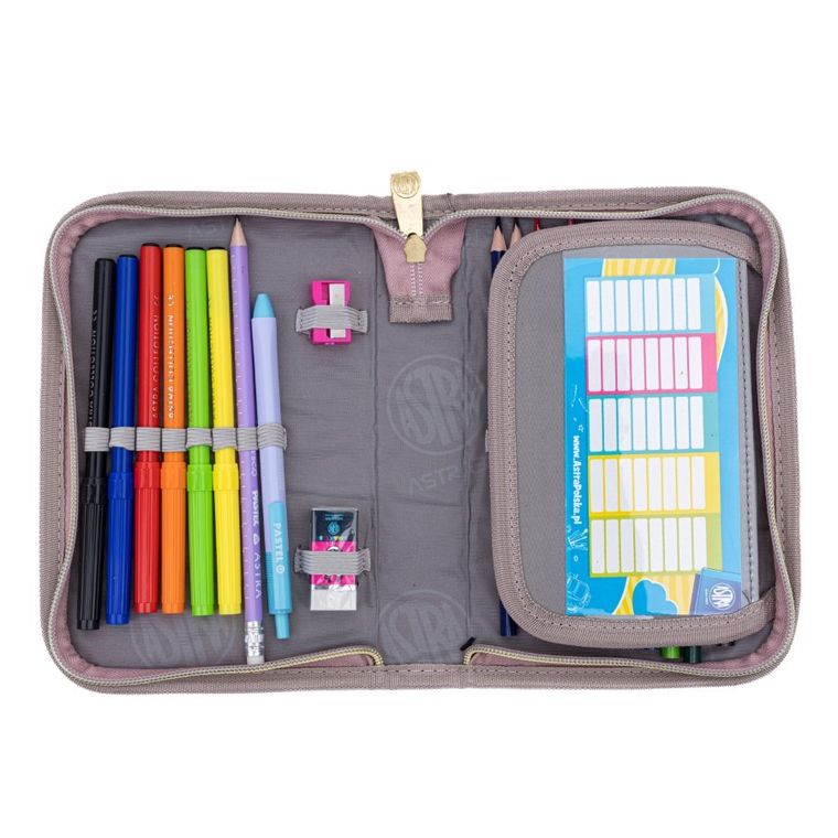 Astrabag, piórnik rozkładany, pojedynczy, z wyposażeniem, Fluffy Kitty