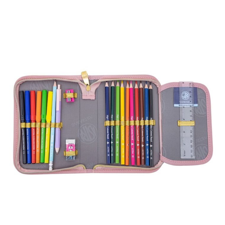 Astrabag, piórnik rozkładany, pojedynczy, z wyposażeniem, Fluffy Unicorn