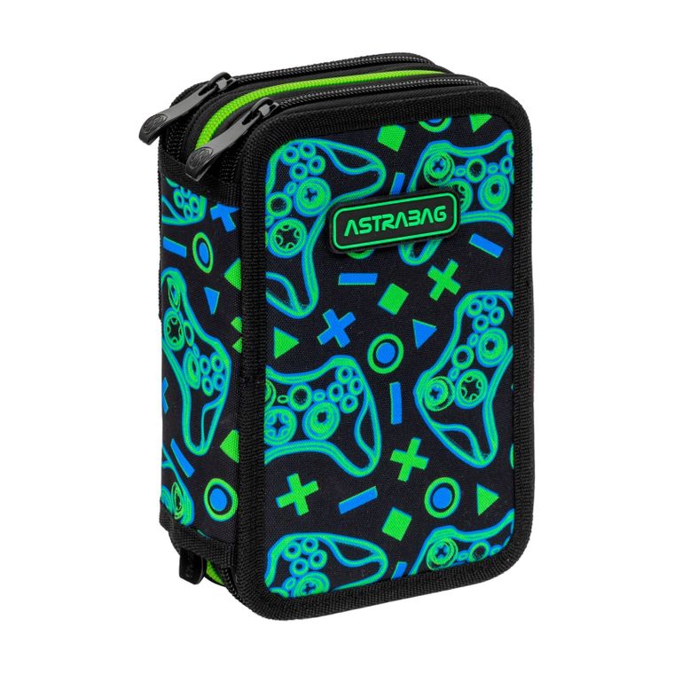 Astrabag, piórnik rozkładany, potrójny, z wyposażeniem, Game On