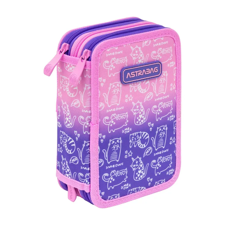 Astrabag, piórnik rozkładany, potrójny, z wyposażeniem, Kitty