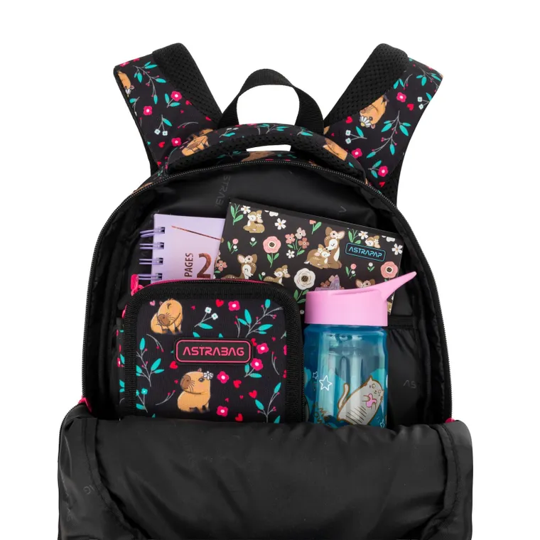 Astrabag, plecak szkolny, 3-komorowy, Flower Capy