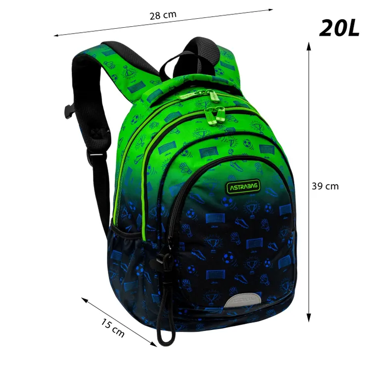 Astrabag, plecak szkolny, 3-komorowy, Ombre Football
