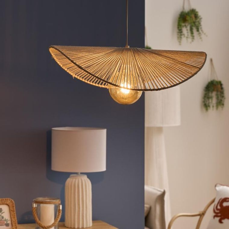 Atmosphera, Adelia, lampa wisząca z bawełny, biała, 58-56-100 cm