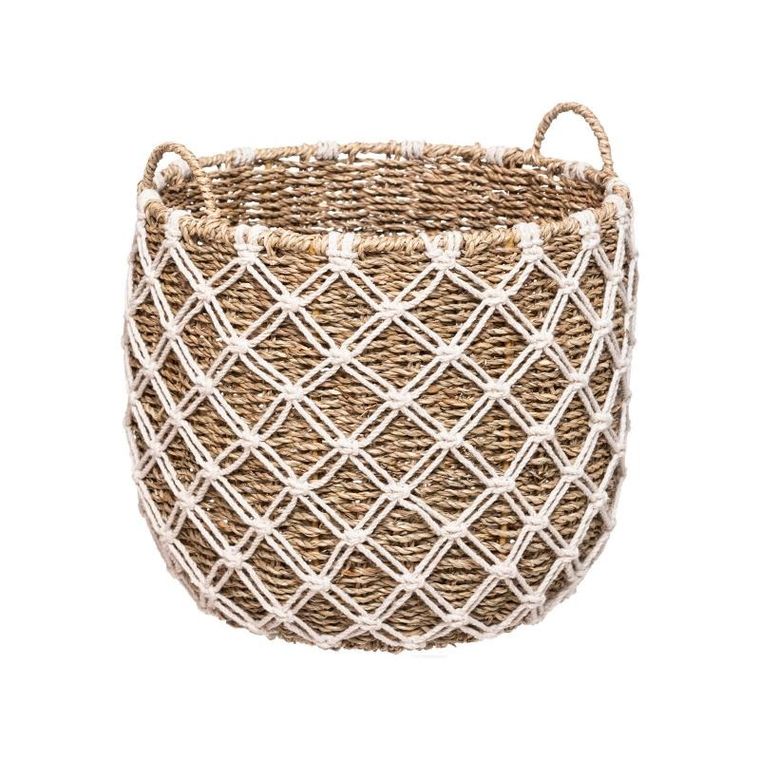 Atmosphera, bambusowe kosze do przechowywania, makrama, 3 szt.