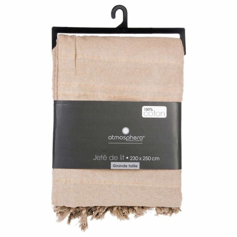 Atmosphera, bawełniana narzuta na łóżko, 230-250 cm, beżowa