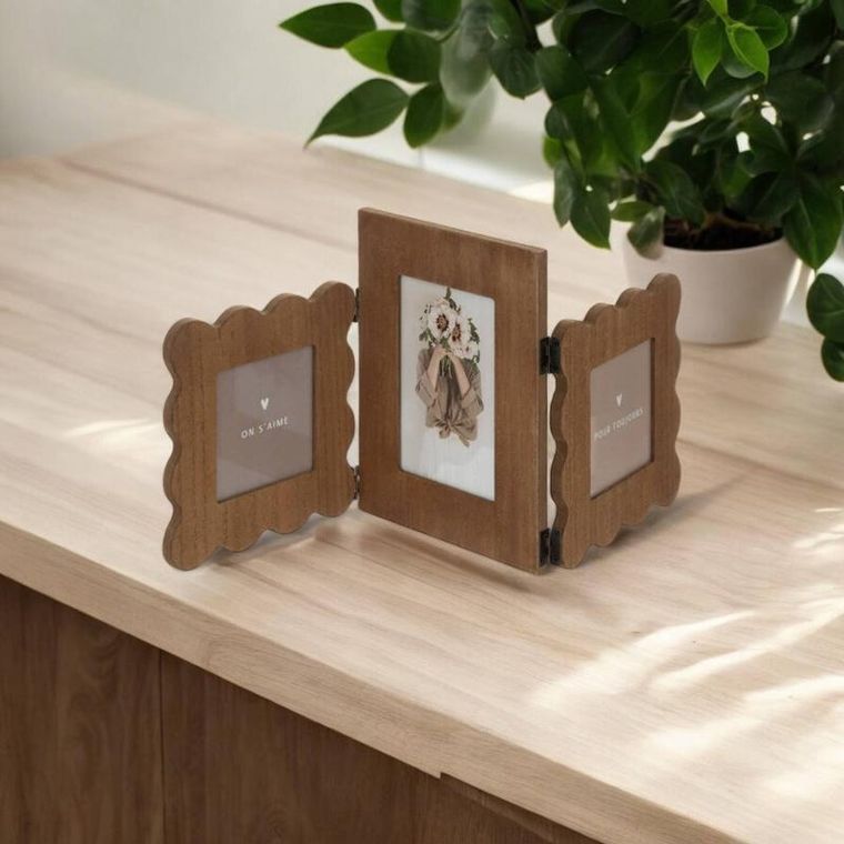 Atmosphera, Briana, ramka na 3 zdjęcia, stojąca, wzór falbanki, 50,7-21,7 cm