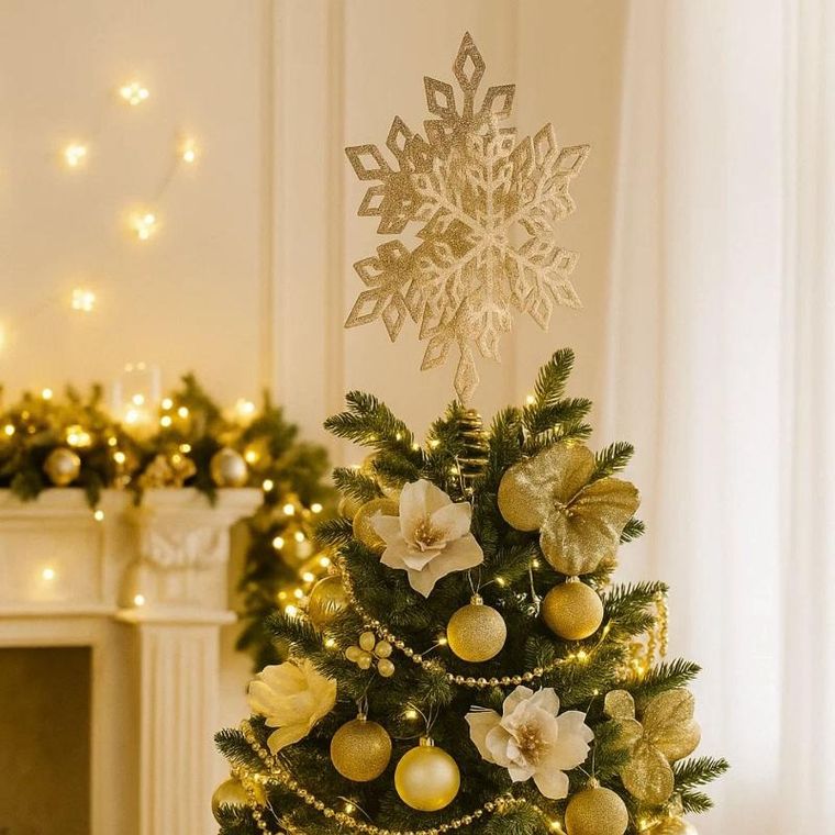 Atmosphera, czubek na choinkę, płatek śniegu, metalowy, 20 cm