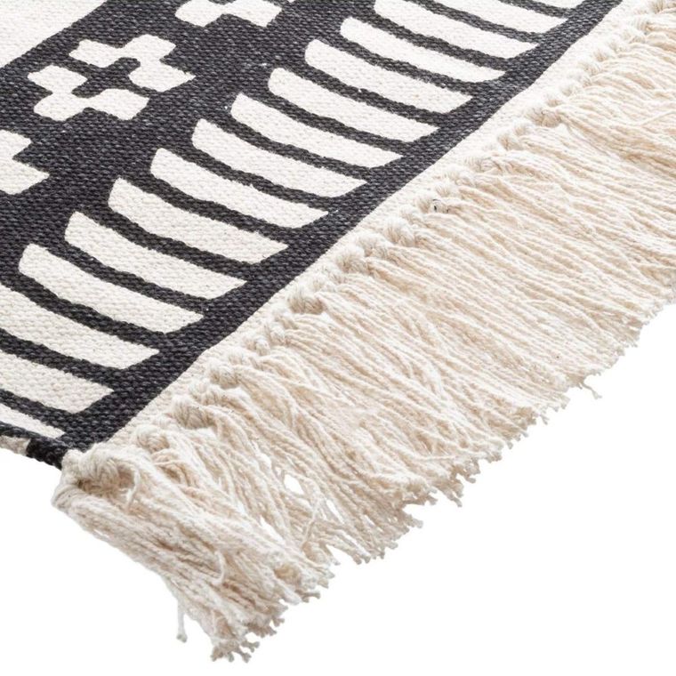 Atmosphera, dywan bawełniany z etnicznym motywem, orientalny nadruk, biało-czarny, 120-170 cm