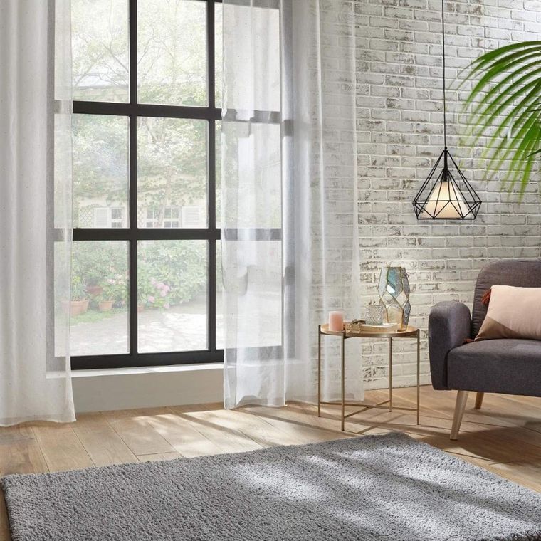 Atmosphera, firanka do salonu, biała, nadruk złote kropki, 140-240 cm