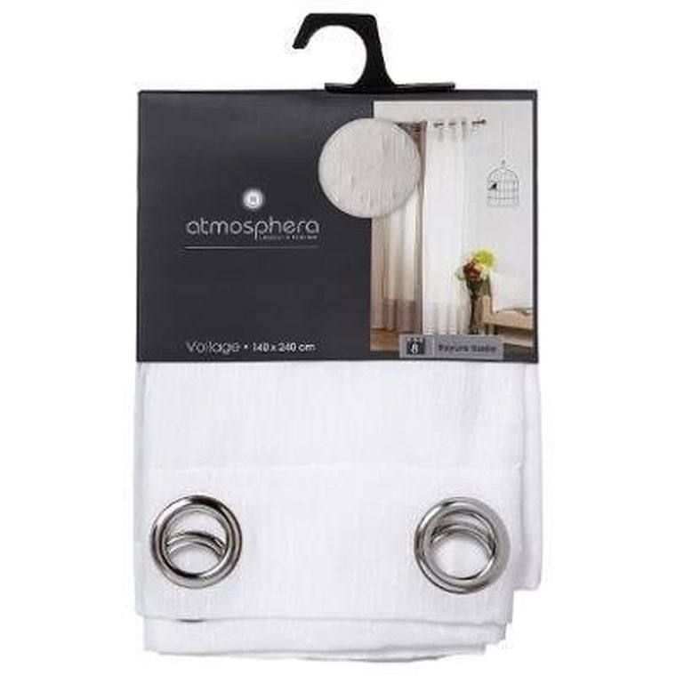 Atmosphera, firanka gotowa na przelotkach, 140-240 cm, biała