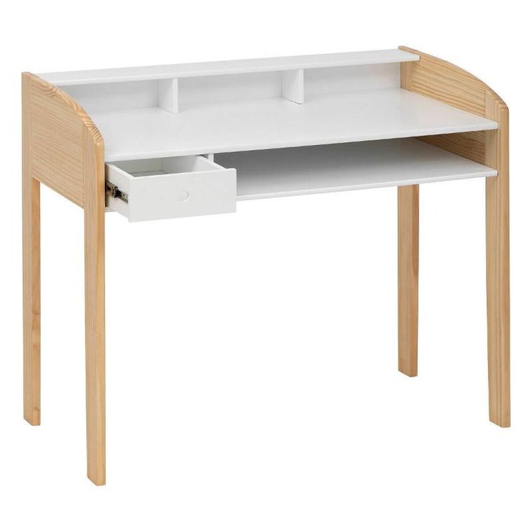 Atmosphera for kids, biurko dziecięce w skandynawskim stylu, nogi z drewna z recyklingu, 100-52-85 cm