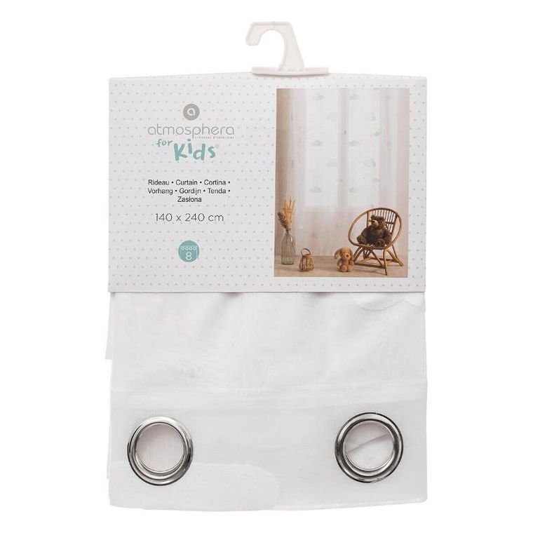 Atmosphera for kids, firanka do pokoju dziecięcego NUAGE, w chmurki, 140-240 cm