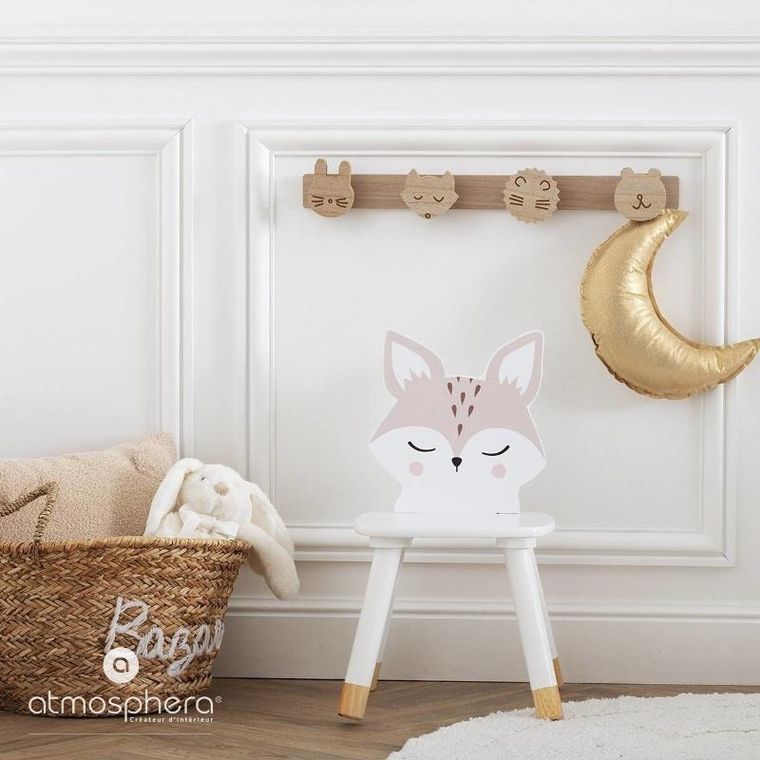 Atmosphera for kids, krzesełko dla dzieci, lisek, z sosnowymi nóżkami, 52,5 cm