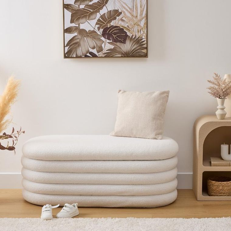 Atmosphera, Giulia Boucle, siedzisko do przedpokoju, ze schowkiem, 110-46-40,5 cm