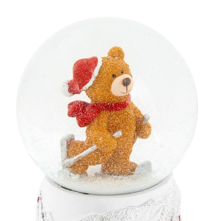 Atmosphera, kula śnieżna, miś na nartach, 8 cm