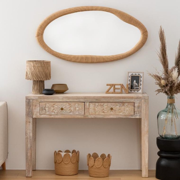 Atmosphera, Laia, lustro w ramie ze sznurka, 58-114 cm