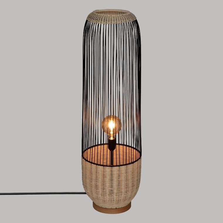 Atmosphera, lampa podłogowa boho anea, rattan i metal, wys. 95 cm