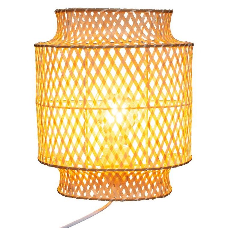 Atmosphera, lampa stołowa, boho liby, klosz bambus, 28 cm