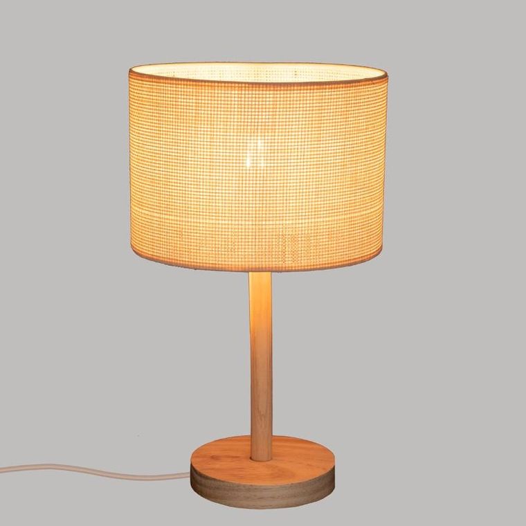 Atmosphera, lampa stołowa, Della, drewniana podstawa, 42 cm