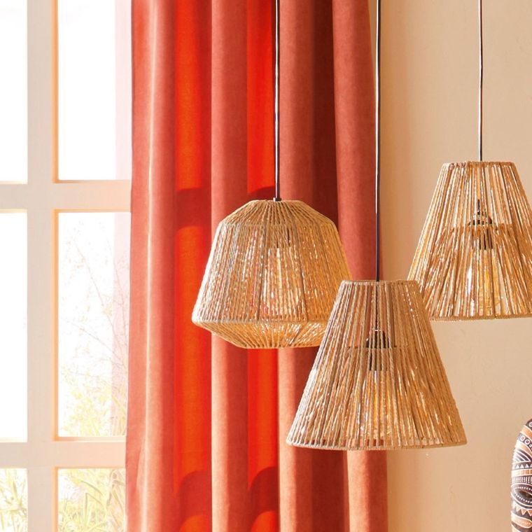 Atmosphera, lampa sufitowa etniczna, atrakcyjne oświetlenie wiszące z kloszem E27