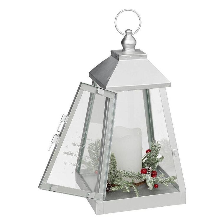 Atmosphera, lampion metalowy, ze świeczką LED, 32-17 cm