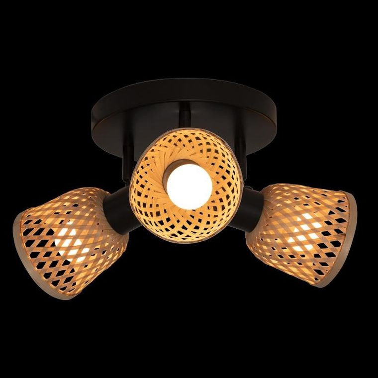 Atmosphera, Lio, lampy sufitowe, 3 klosze z plecionego bambusa, 3xśrednica 25 cm