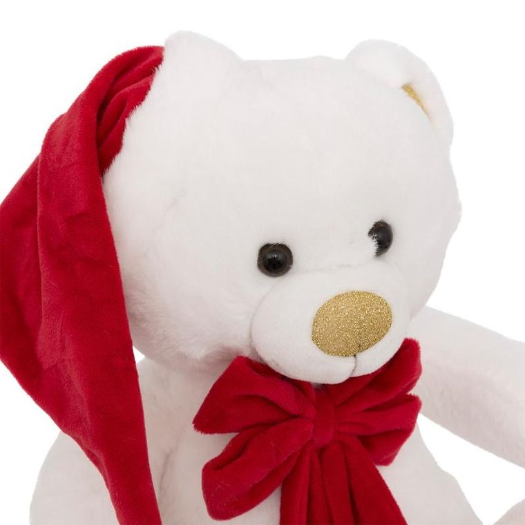 Atmosphera, maskotka miś z czapką świętego mikołaja, 25 cm