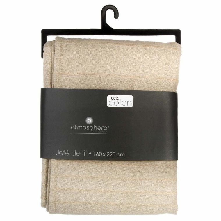 Atmosphera, narzuta na łóżko, bawełniana 160-220 cm, ciemnobeżowa