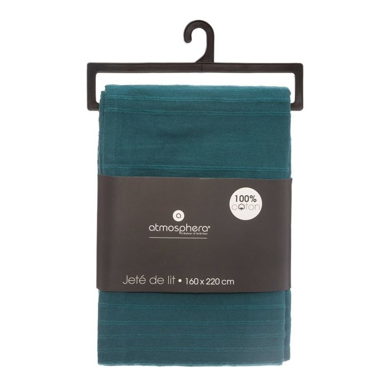 Atmosphera, narzuta z frędzlami, Peacock, 160-220 cm, zielona