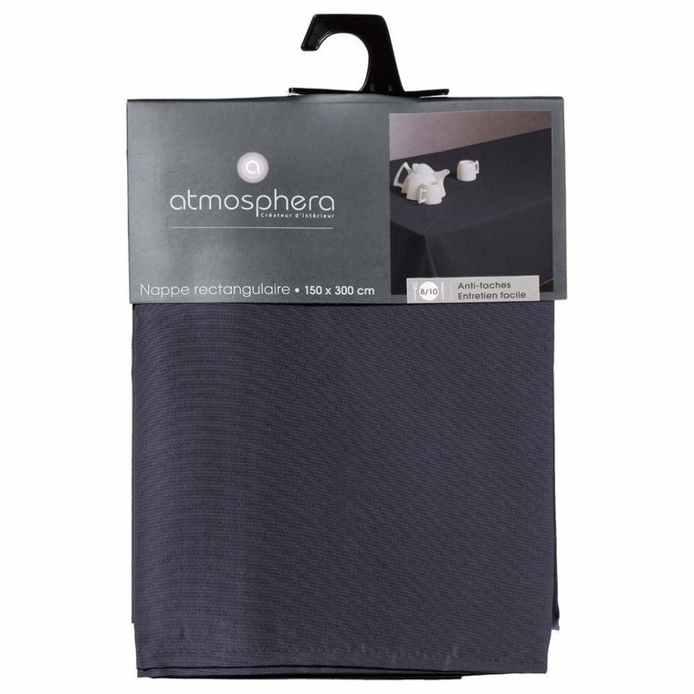 Atmosphera, obrus plamoodporny prostokątny, antracytowy, 300-150 cm