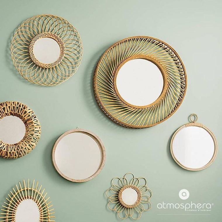 Atmosphera, okrągłe lustro w ramie z bambusa, Ø 72 cm