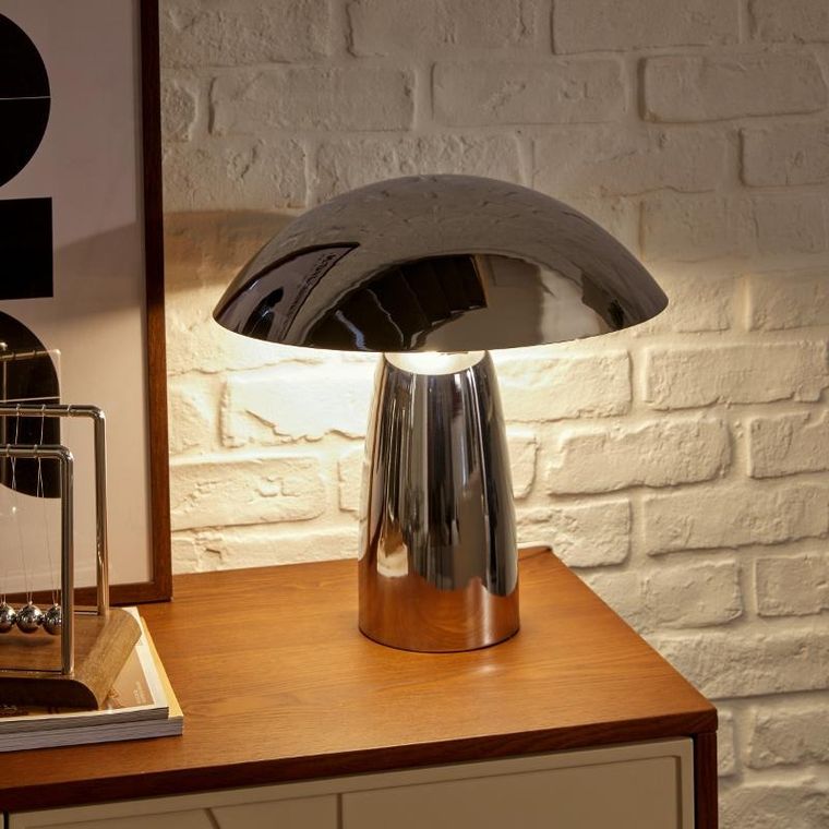 Atmosphera, Omia, lampa nocna grzybek, srebrna, wys. 34 cm