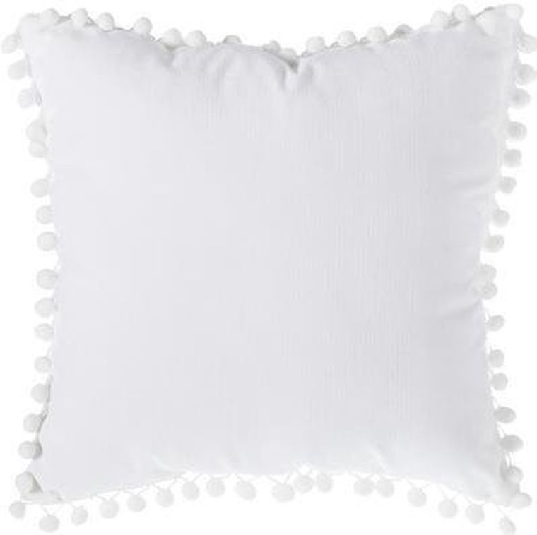 Atmosphera, poduszka dekoracyjna, Pompons, 40-40 cm, biała