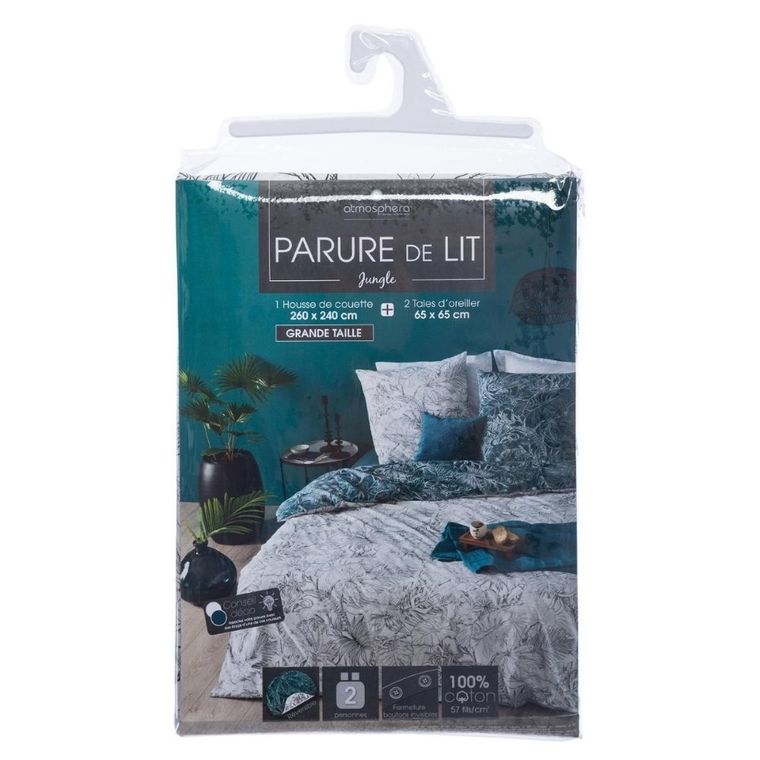 Atmosphera, pościel bawełniana z motywem roślinnym, 240-260 cm