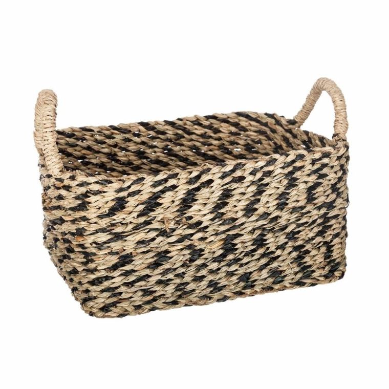 Atmosphera, prostokątne kosze dekoracyjne z uchwytami, 3 rozmiary, czarne